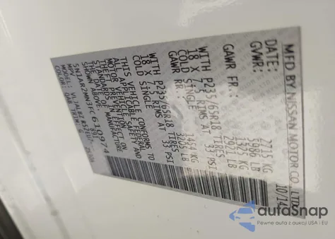 2015 Nissan Pathfinder S z USA, uszkodzony, nr VIN 5N1AR2MN3FC610974